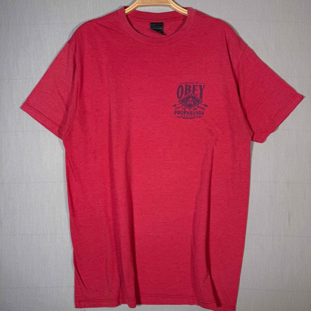 Y2K Obey Propaganda Company Graphic Tee Red Large Streetwear Skate T-Shirt - Picture 3 of 8